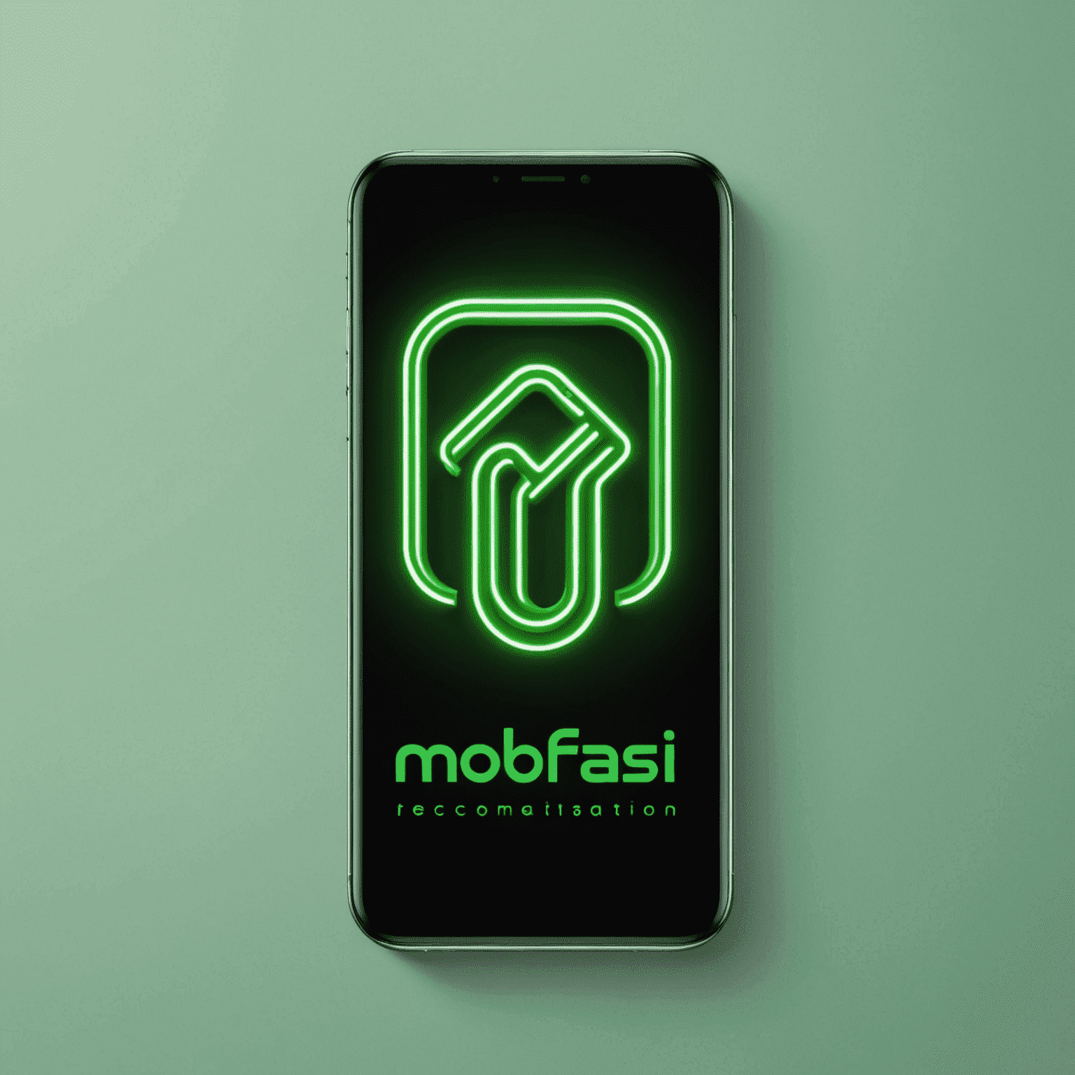 شعار موبيفاسي - شركة اتصالات متنقلة بتصميم نيون أخضر