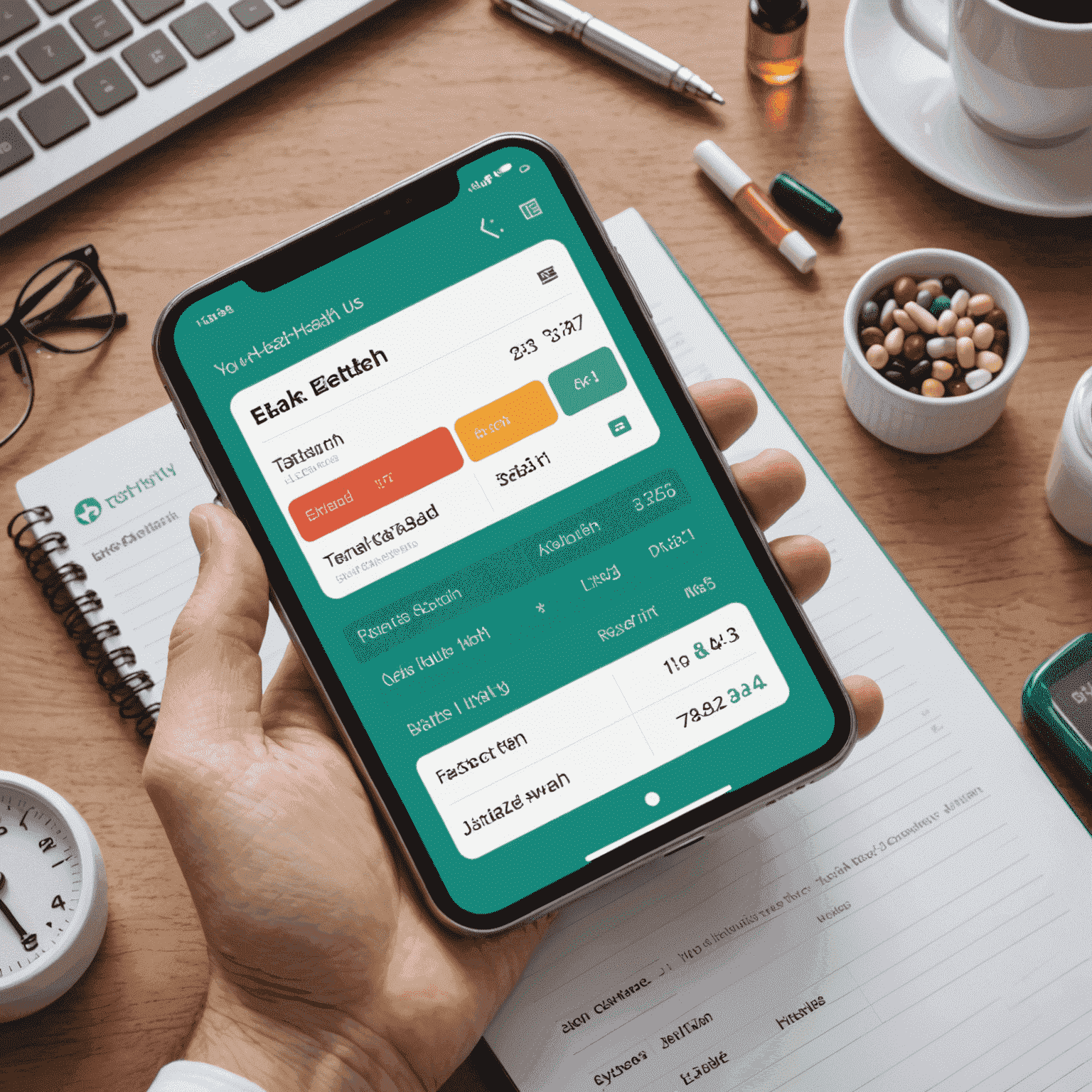 شاشة تطبيق صحتك معنا تعرض جدول المواعيد الطبية وقائمة بالأدوية